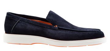 Santoni 17824 blau Veloursleder Slipper